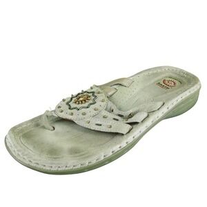 Earth Spirit Women's Oak Flip Flop‎ Beige Leather Sz 11 Medium Gently Used 2025